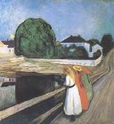 Edvard Munch Girls on a Bridge (mk09) painting